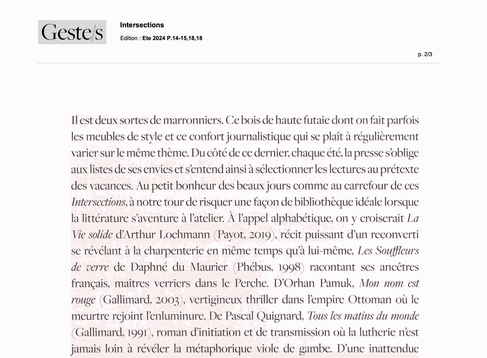 Gestes/s — Rentrée des classes