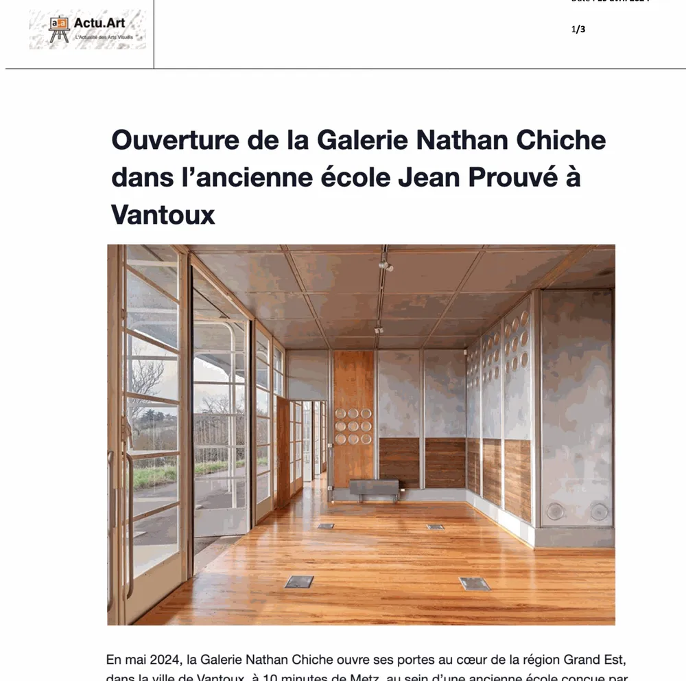 Actu.art — Ouverture de la Galerie Nathan Chiche dans l'ancienne école Jean Prouvé à Vantoux
