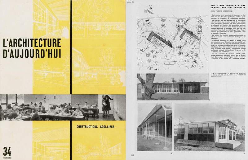 « Prototype d'école à une classe, Vantoux, Moselle ». Constructions scolaires. L'Architecture d'Aujourd'hui, n° 34, mars 1951.