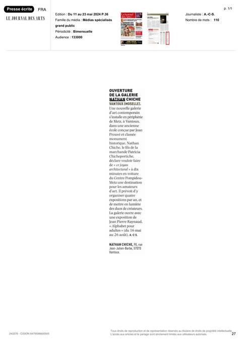 Le Journal des Arts, Page 1 of 1